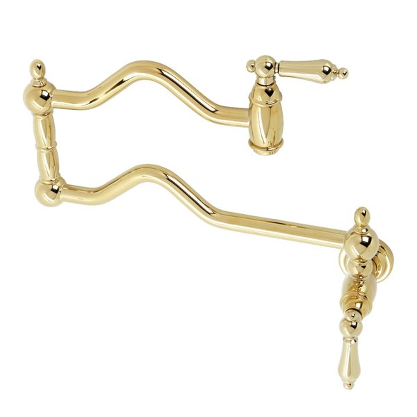 Kingston Brass KS2102AL Heritage Wall Mount Pot Filler, Polished Brass KS2102AL